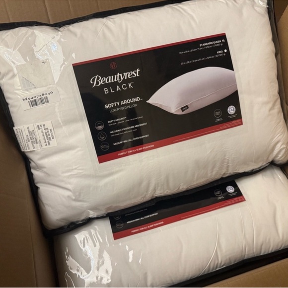 🎉LAST PIECE🎉2PC Beautyrest Black Luxury Goose Down And Feather Pillows - Picture 10 of 12